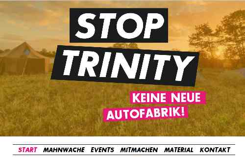 Stop Trinity - Keine neue Autofabrik! - Verkehrswende statt Antriebswende! - Utopie statt Trinity!